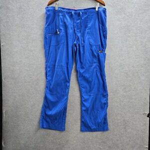Koi Lite Women Scrub Pants L PETITE Blue Cargo 721 Zipper PO#STS96657 Slim 28"